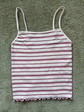 Bliss Light Pink & Red Striped Spaghetti Strap Spandex Cami